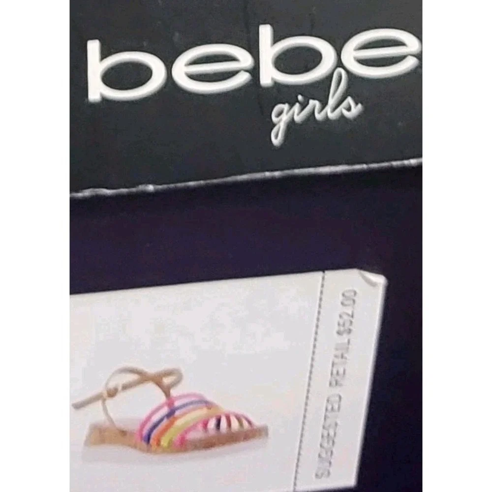 Bebe Girls size 3.5 Rainbow Multi Color Sandals Buckles On Side New BOX MSRP $52